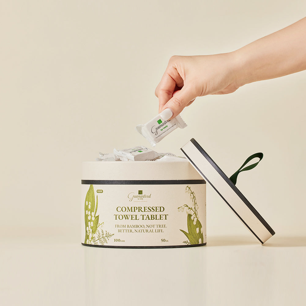 Guaranteed Compressed Towel Tablet tin, from bamboo not tree